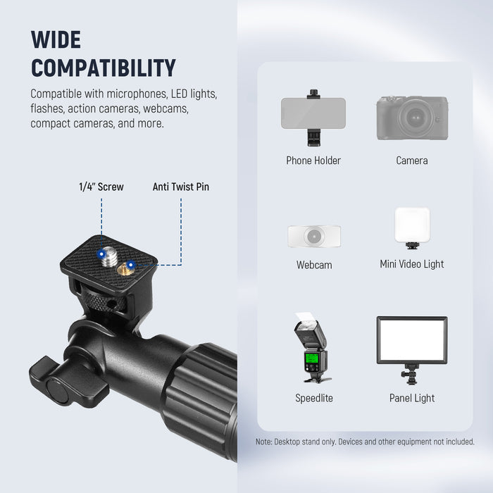 Wide Compatibility of the NEEWER DS009 Overhead Camera Mount Arm