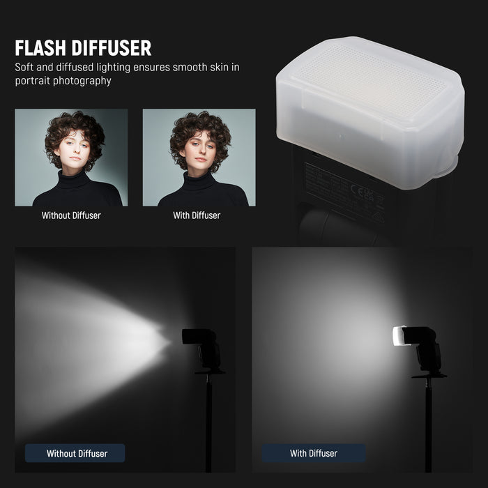 NEEWER FA002 Flash Diffuser provides soft and diffused lighting.
