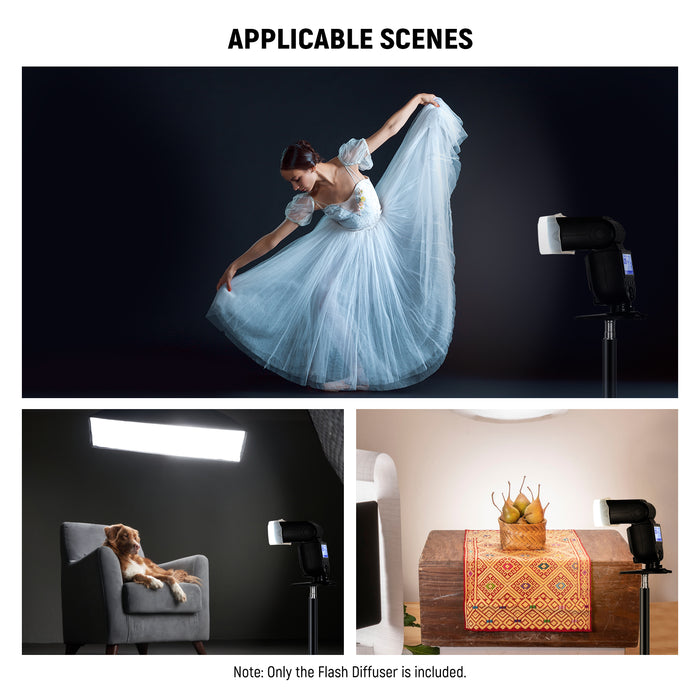 Applicable scenes of the NEEWER FA002 Flash Diffuser for Square Head Speedlite Flash