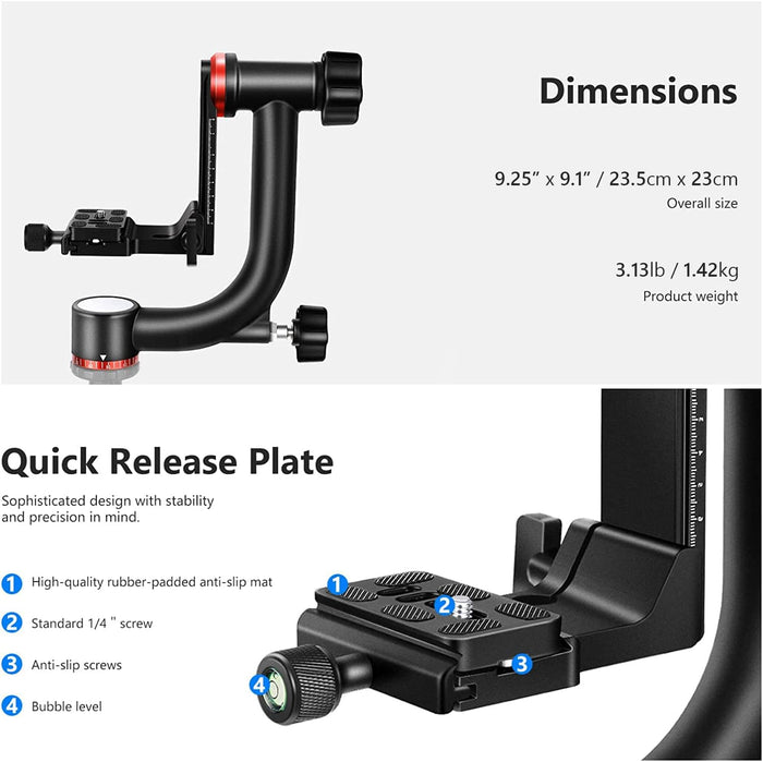 NEEWER GM101 Aluminum Alloy Gimbal Tripod Head
