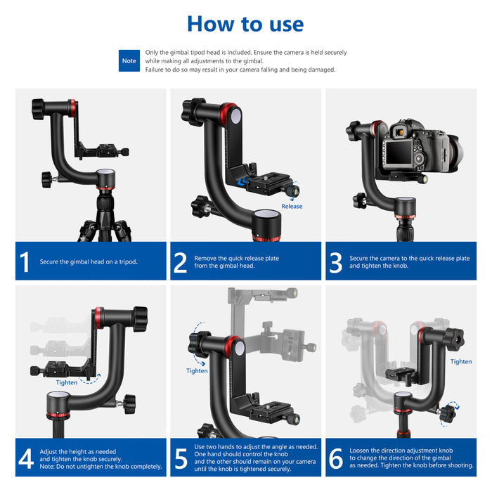 How to use NEEWER GM101 Aluminum Alloy Gimbal Tripod Head