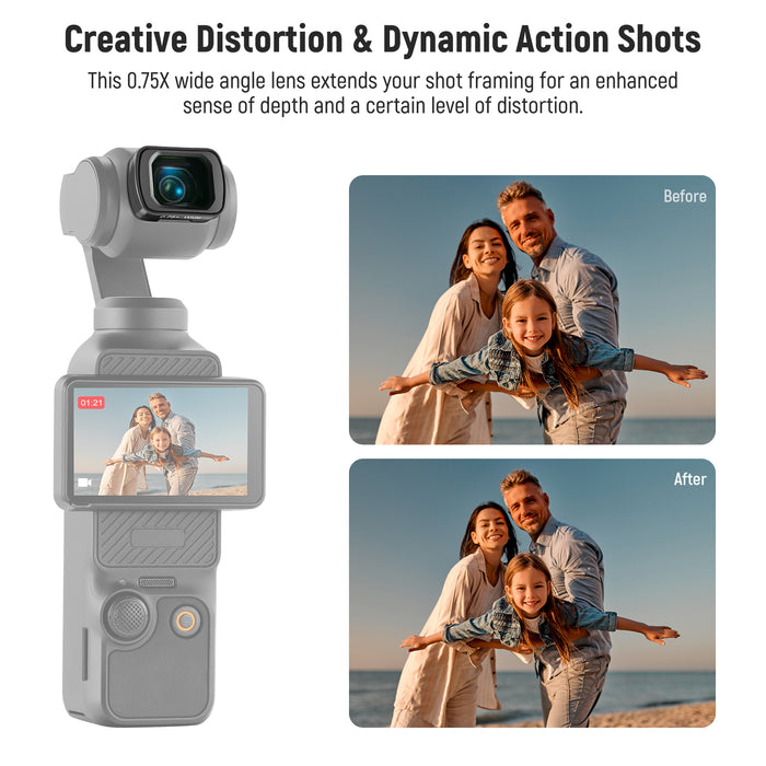 NEEWER LS-45 0.75x Wide Angle Lens for DJI Osmo Pocket 3 / Pocket 4 & Xtra Muse