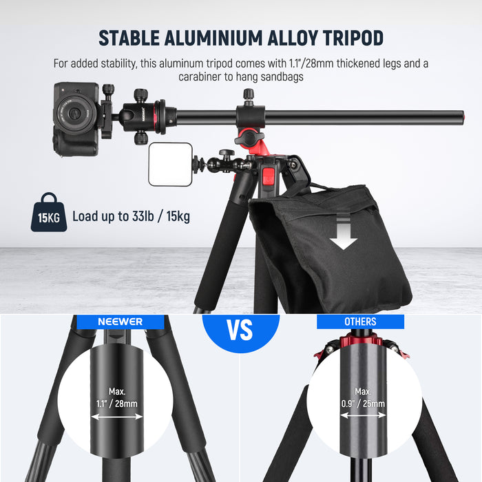 NEEWER N284L+G0 Camera Tripod Monopod is made of aluminium alloy.