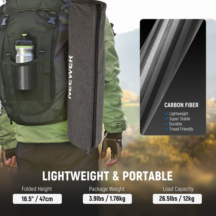 NEEWER N55C Carbon Fiber Tripod is portable.