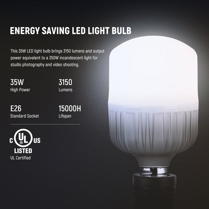 NEEWER NK200 700W Photography Softbox Kit includes an energyy saving LED light bulb.