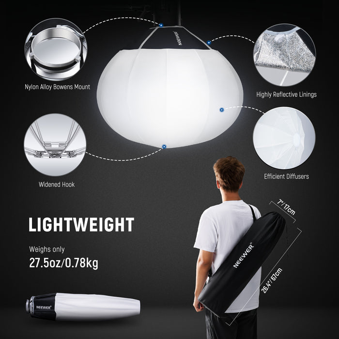 NEEWER NS20L Lantern Softbox is lightweight.