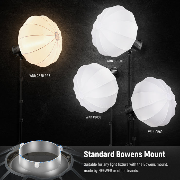 NEEWER NS65L Lantern Softbox features the standard Bowens mount for attachment