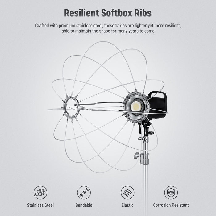 NEEWER NS65L Lantern Softbox features resilient softbox ribs.