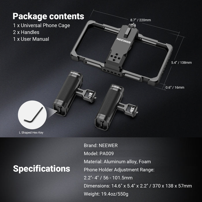 NEEWER PA009 Upgraded Phone Cage