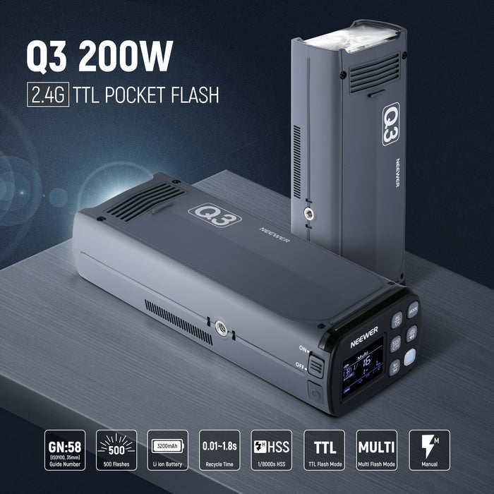 NEEWER Q3 200Ws 2.4G TTL Pocket Flash