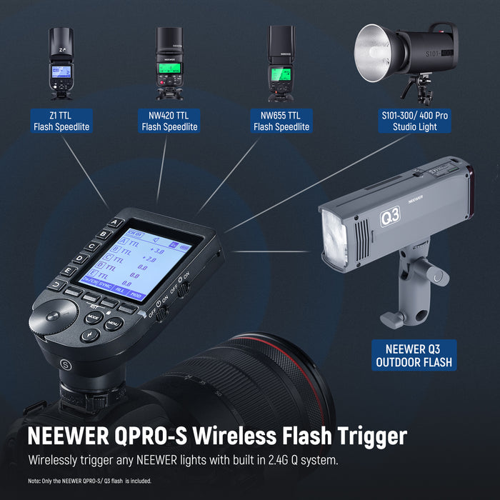 The NEEWER Q3 is built with NEEWER 2.4G wireless Q system