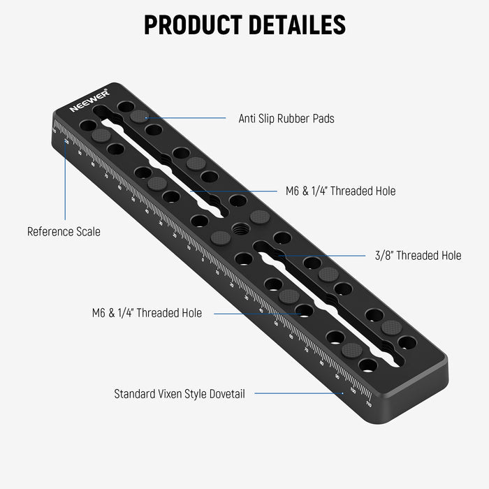 NEEWER QR003 9"/230mm Rail Bar Vixen Style Dovetail Plate