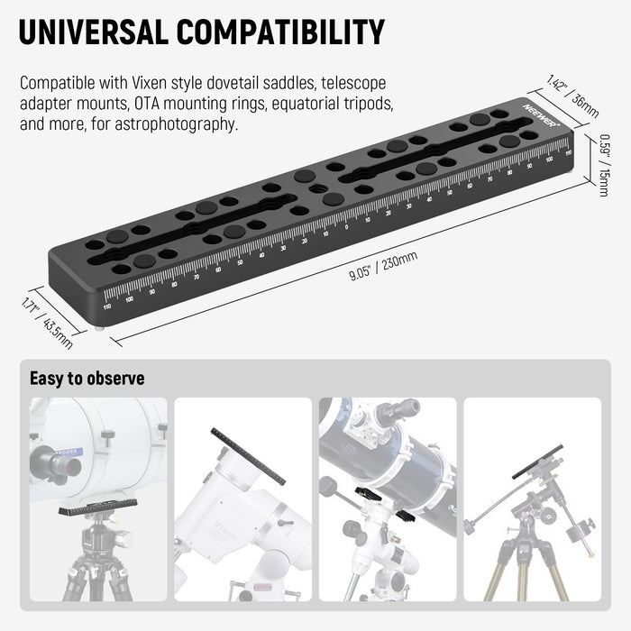 NEEWER QR003 9"/230mm Rail Bar Vixen Style Dovetail Plate