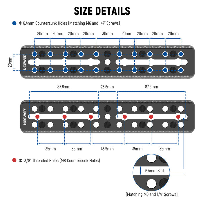 NEEWER QR003 9"/230mm Rail Bar Vixen Style Dovetail Plate