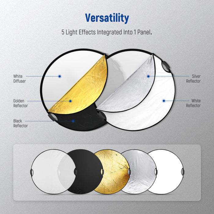 NEEWER RF-80II Light Reflector with Handle Grip offers 5 light effects.