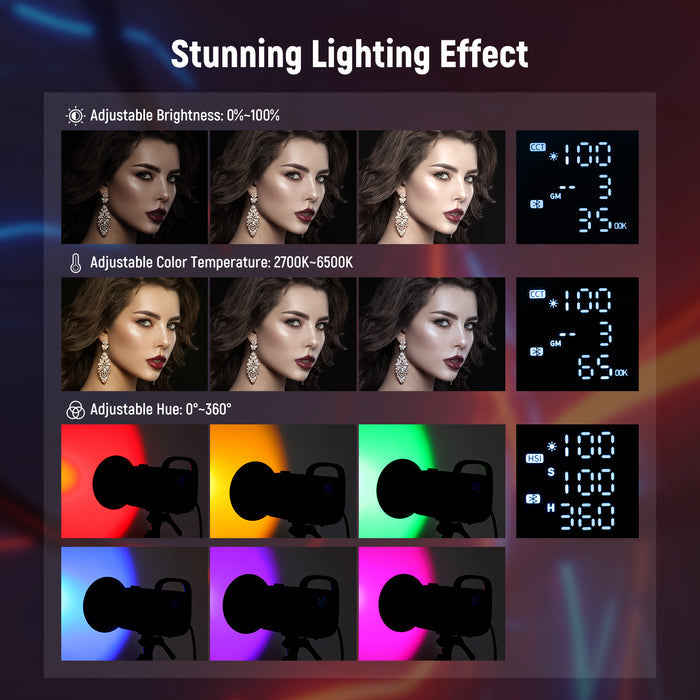 NEEWER CB60 RGB 70W LED Video Light can provide stunning lighting effect.