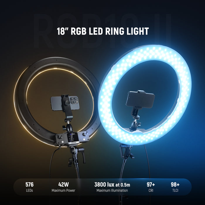 NEEWER RGB18 II Large Ring Light features 576 LEDs.