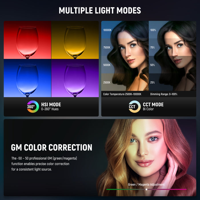 NEEWER RGB18 II Large Ring Light features various light modes.