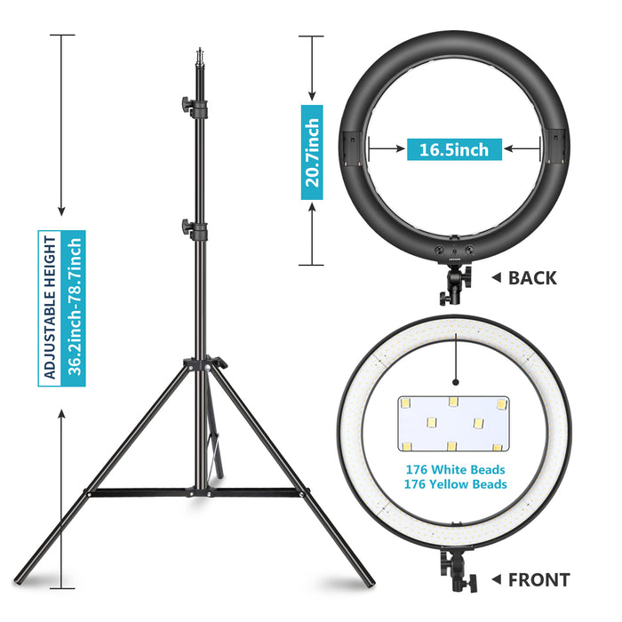 This is an ENLARGED NEEWER Ring Light designed with 20" diameter and 352 pieces energy-saving SMD LED beads