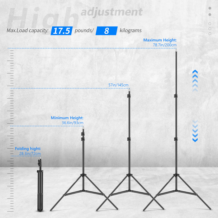Height Adjustment Range of the NEEWER ST-200 200cm Photography Light Stand