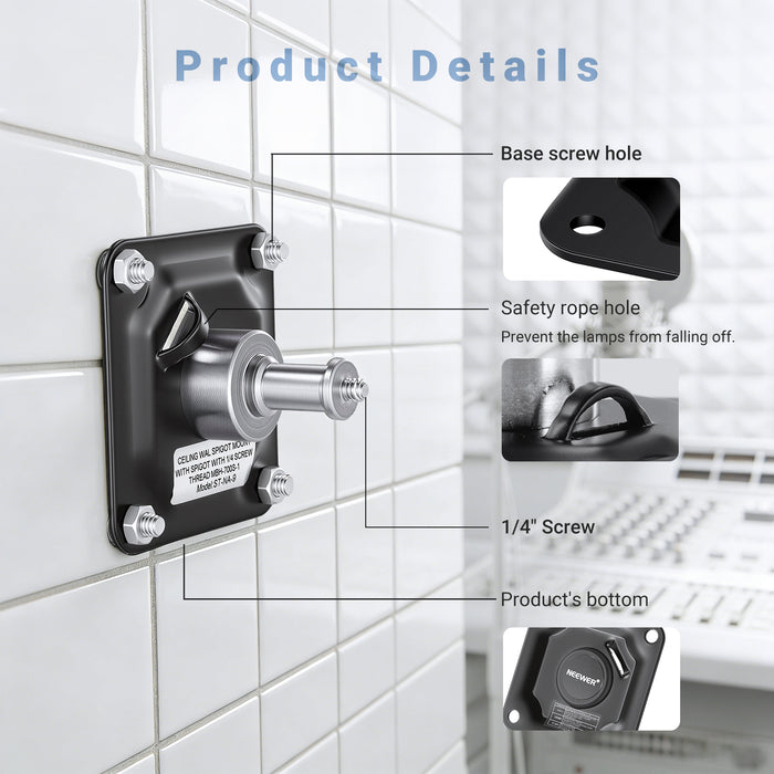 NEEWER ST-NA-9 Square Ceiling Mount with 1/4" thread