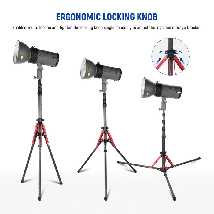 NEEWER ST210R Travel Light Stand features the ergonomic locking knob