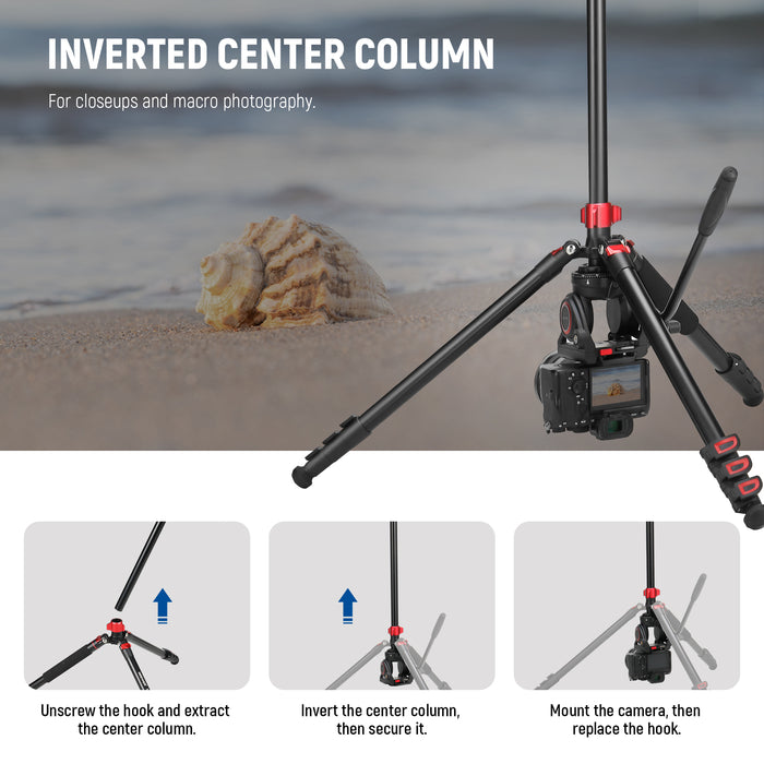 Legs can stand at 3 angles for low angle, macro, and overhead photography.