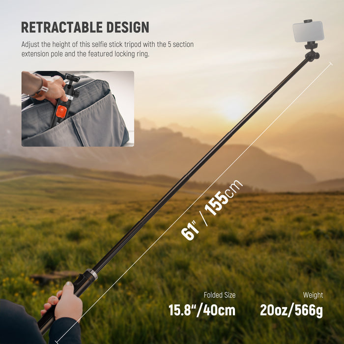 NEEWER TS05 62.9" All Metal Phone Tripod Selfie Sticks