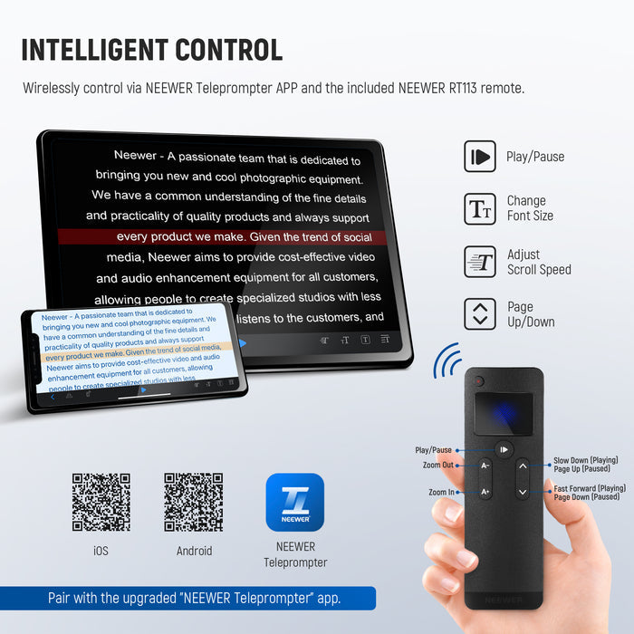 Methods for Controlling NEEWER X17 II Remote Teleprompter