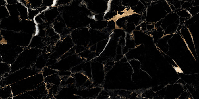 Nero Laurent 24x48 Polished Black Marble Look Porcelain Tile