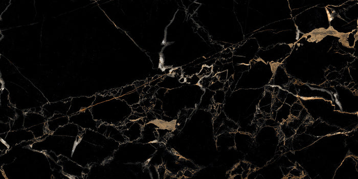 Nero Laurent 24x48 Polished Black Marble Look Porcelain Tile