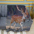 Noble Deer in the Forest Print Plush Fleece Throw Blanket