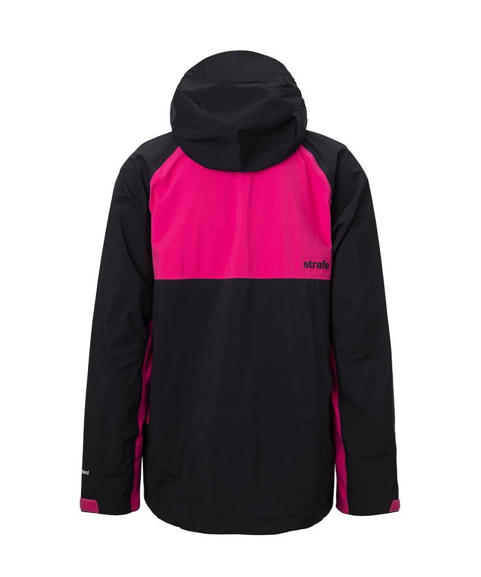 studio image of strafe outerwear 2023 nomad 3l shell jacket in fuchsia color