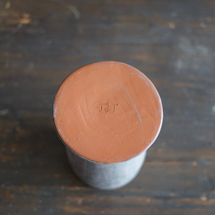 Olive Green / Orange Column Flower Vase #JT434D