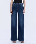 Olivia Super High Rise Full Length Dark Wash Wide Jean