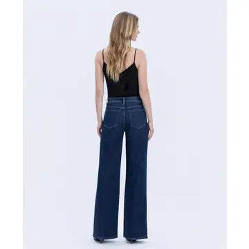 Olivia Super High Rise Full Length Dark Wash Wide Jean
