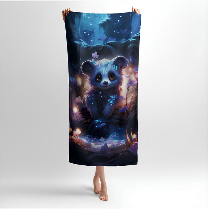 Panda Fairytale Forest Print - Soft Cotton Terry Bath & Beach Towel