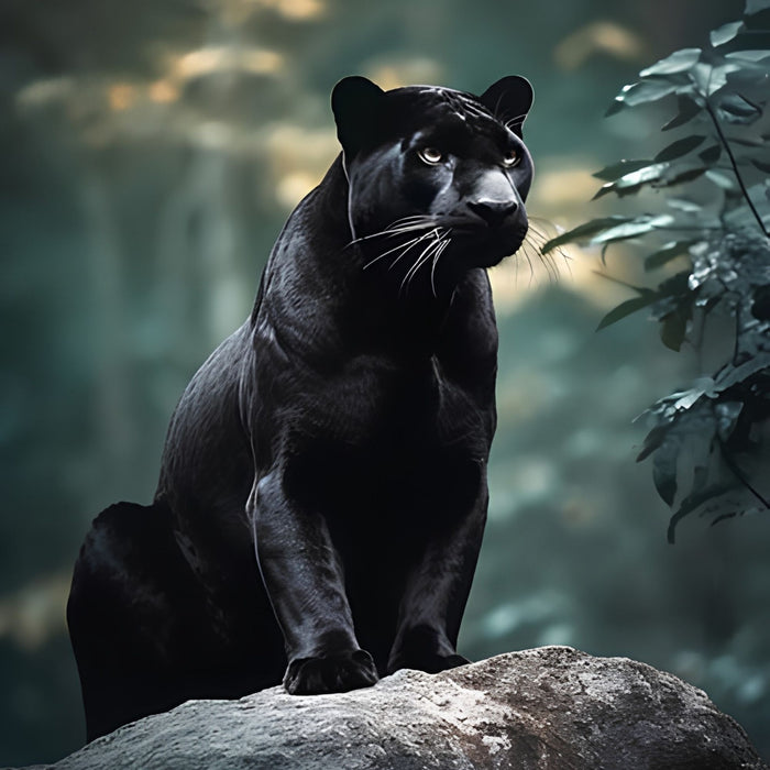Panther Above Wildlife Print Plush Fleece Throw Blanket