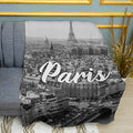 Paris Panorama Cityscape Print Plush Fleece Throw Blanket