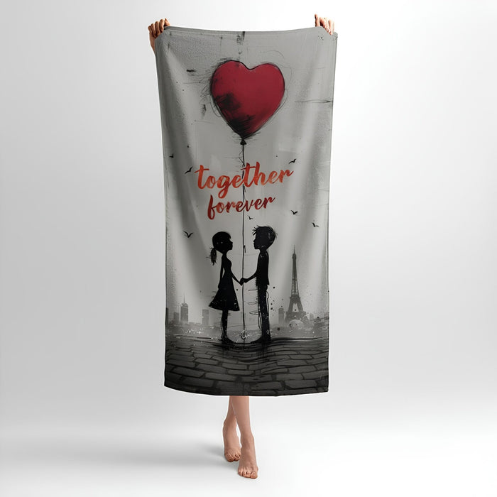 Paris Together Forever Print - Soft Cotton Terry Bath & Beach Towel