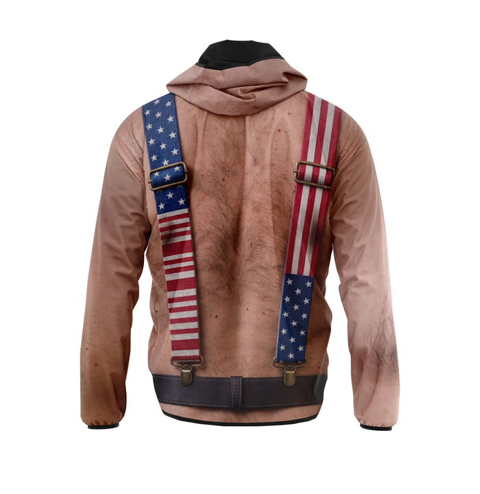 Patriotic American Flag Print Lightweight Performance Windbreaker