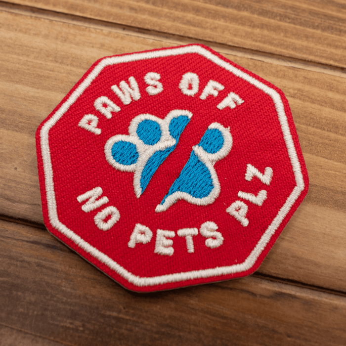 Paws Off, No Pets Plz | Velcro or Iron-On Patches For Pets