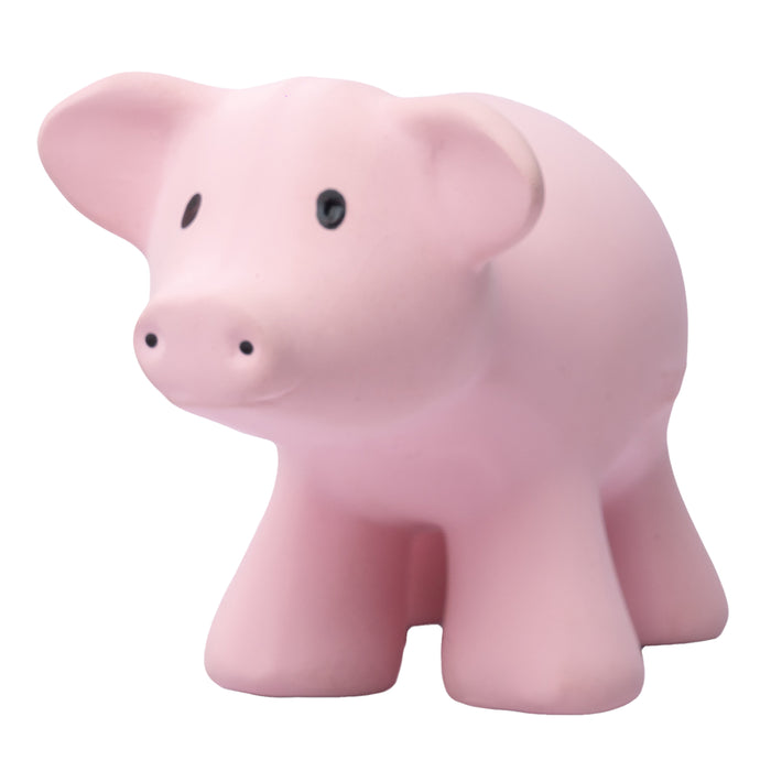 Pig Organic Natural Rubber Rattle. Teether & Bath Toy