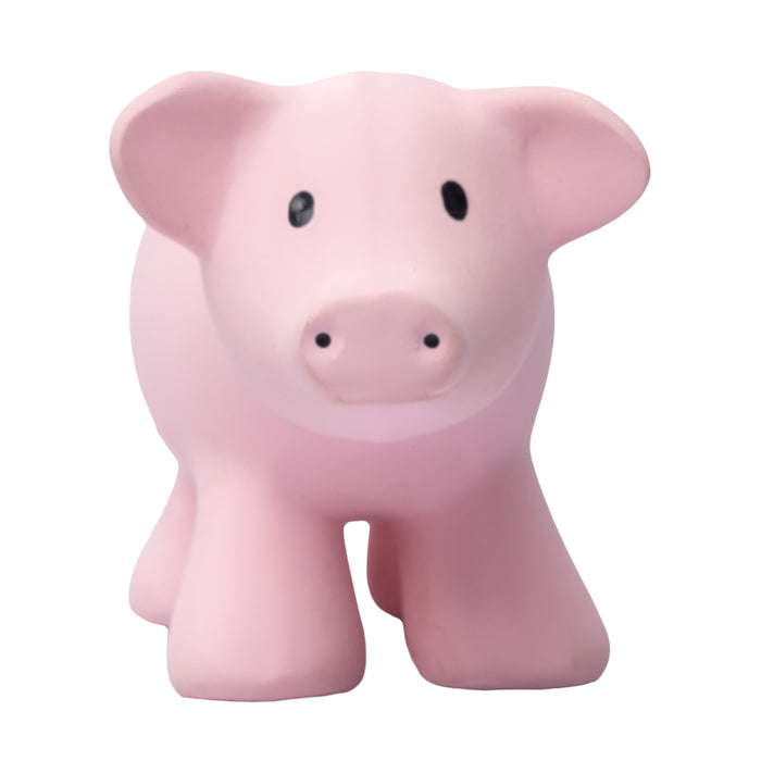 Pig Organic Natural Rubber Rattle. Teether & Bath Toy