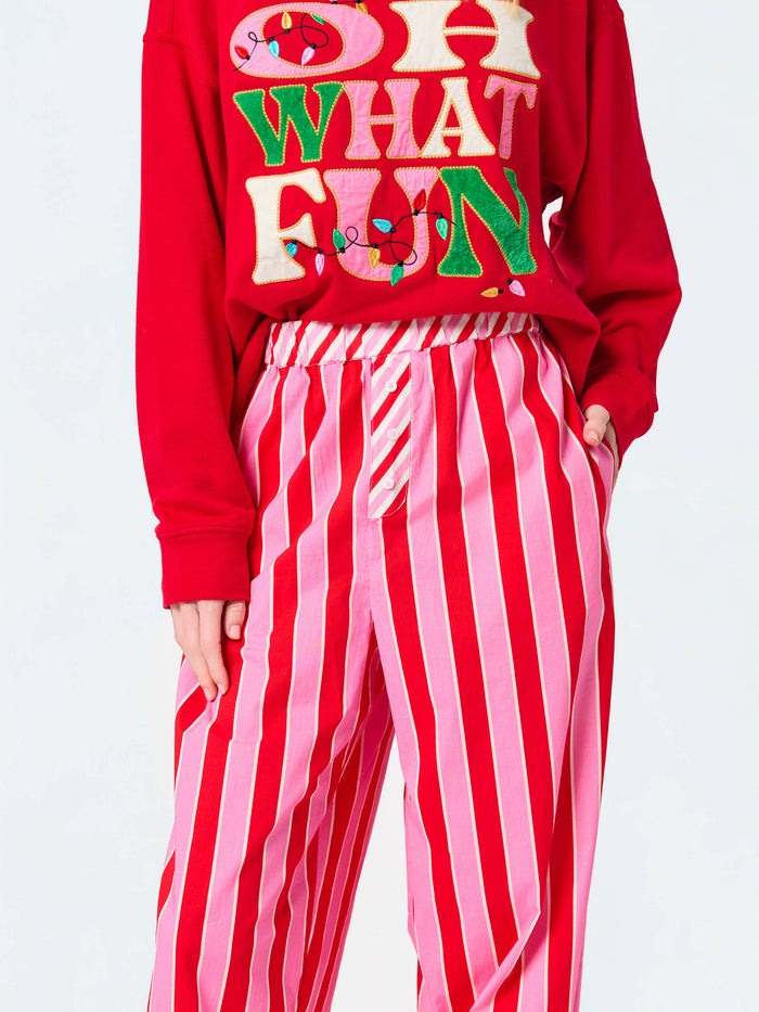 Pink Candy Stripe Boxer Pants