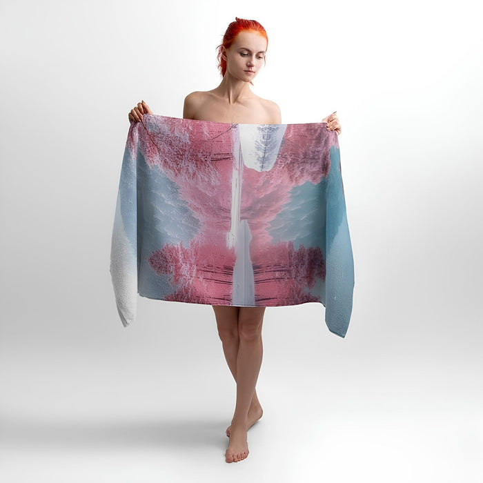 Pink Forest Print - Soft Cotton Terry Bath & Beach Towel