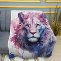 Pink Lion Art Print Plush Fleece Throw Blanket