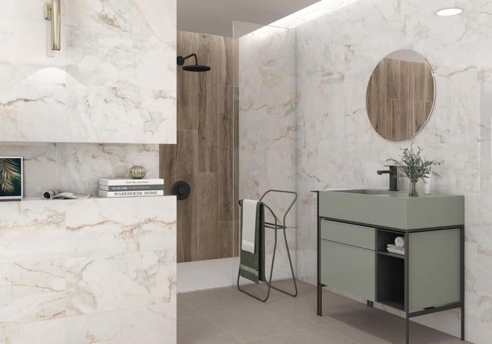 Pisa Gold Polished 18x36 Marble Look Porcelain Tile