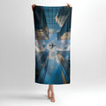 Plane Over the City Print - Soft Cotton Terry Bath & Beach Towel