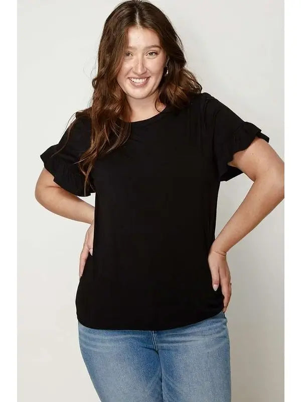 Plus size Bamboo Ruffle Sleeve Top